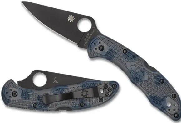 Spyderco Delica® 4 Gray-Blue Zome Super Blue Black Blade Sprint Run®