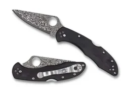 Spyderco Delica&reg; 4 Black Pakkawood Damascus Exclusive