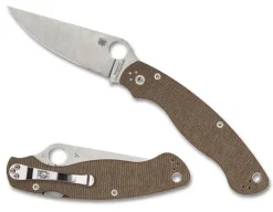Spyderco Military&trade; 2 Brown Canvas Micarta CPM CRU-WEAR