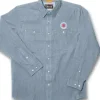 Spyderco Orvis® Men's Tech Chambray Work Shirt Blue Long Sleeve