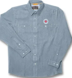 Spyderco Orvis® Men's Tech Chambray Work Shirt Blue Long Sleeve