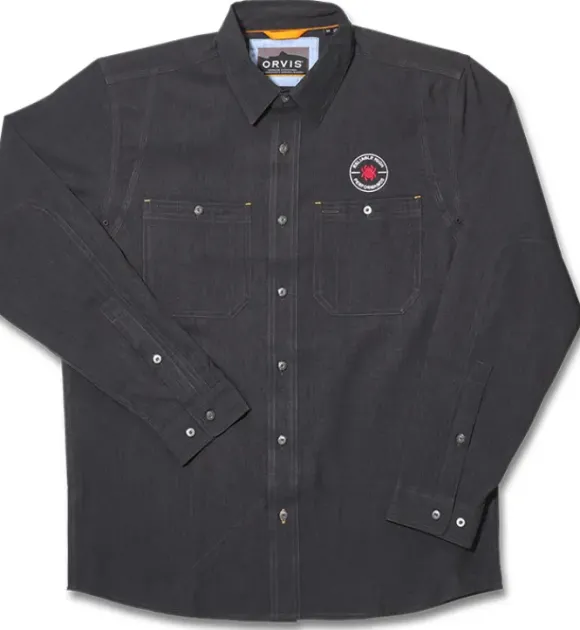 Spyderco Orvis® Men's Tech Chambray Work Shirt Black Long Sleeve