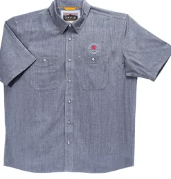 Spyderco Orvis® Men's Tech Chambray Blue Work Shirt Short Sleeve