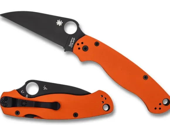 Spyderco Para Military® 2 Orange G-10 CTS XHP Wharncliffe Black Blade Exclusive